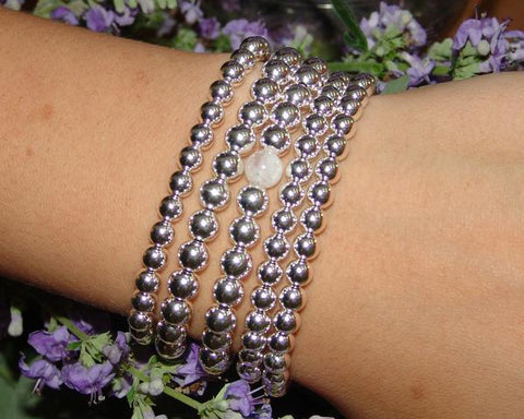 Moonstone & Sterling Silver Ball Bracelet