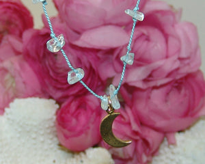 Aquamarine Stone and Silk Necklace