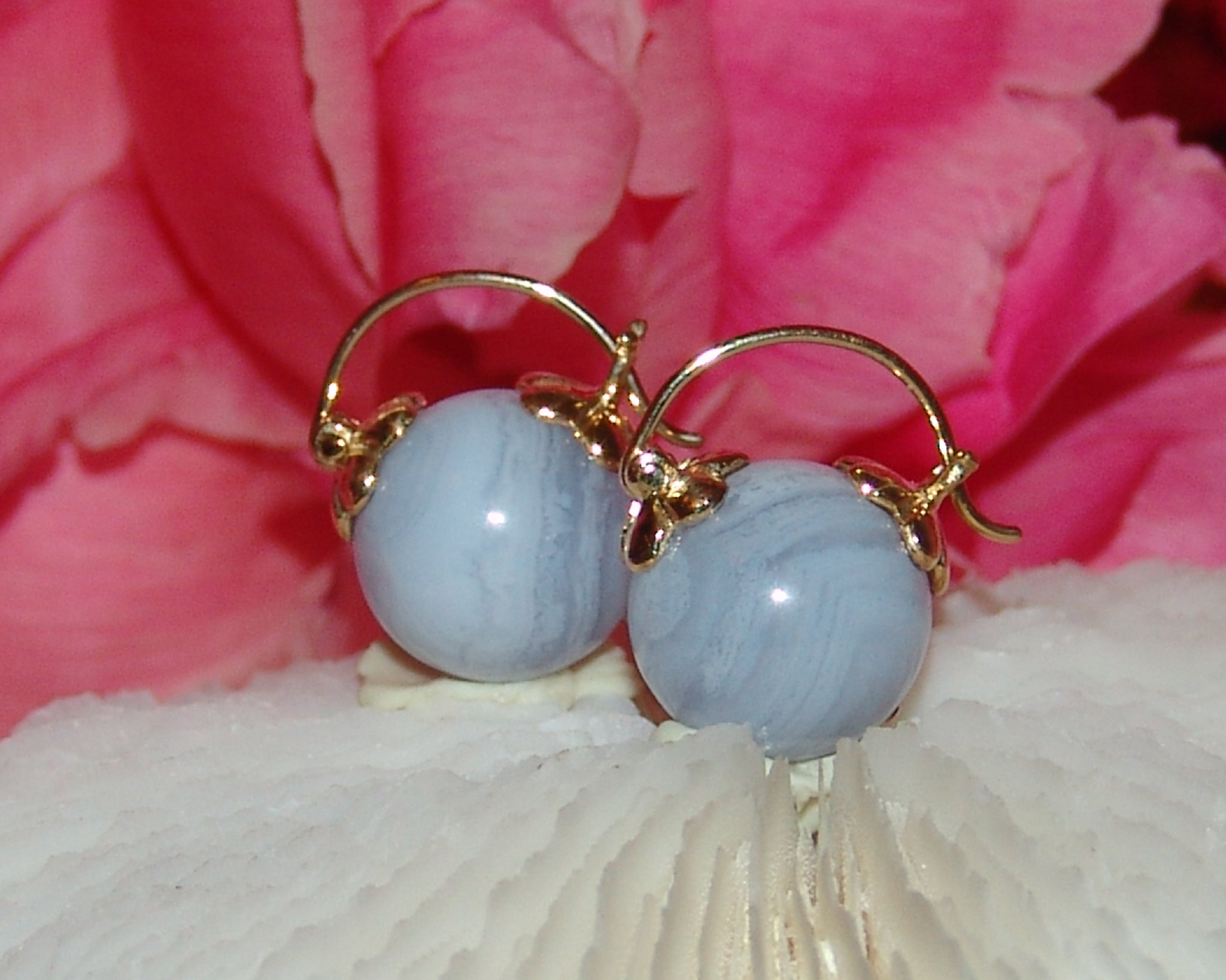 Blue Lace Agate Stone Earring