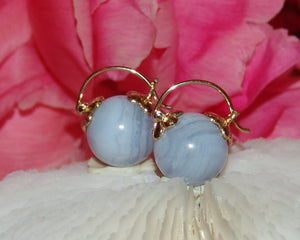 Blue Lace Agate Stone Earring