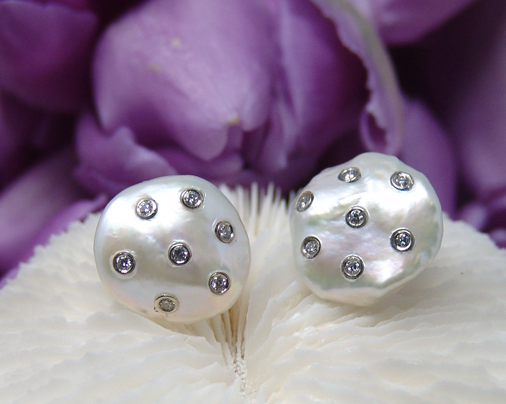 Freshwater Coin Pearl Earring