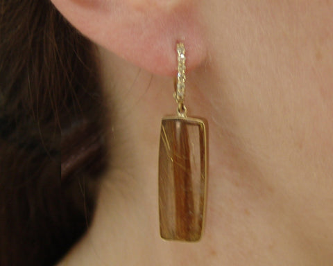 Golden Feather Quartz Earring