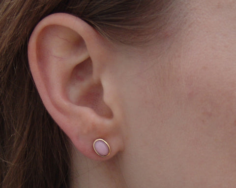 Pink Coral Studs Cabochon Studs Earrings
