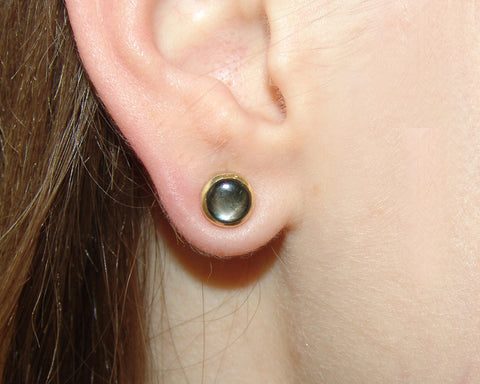 Black Star Sapphire Studs Earrings