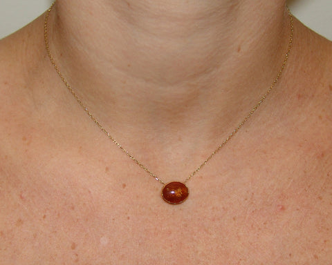 Oval Golden Coral Necklace