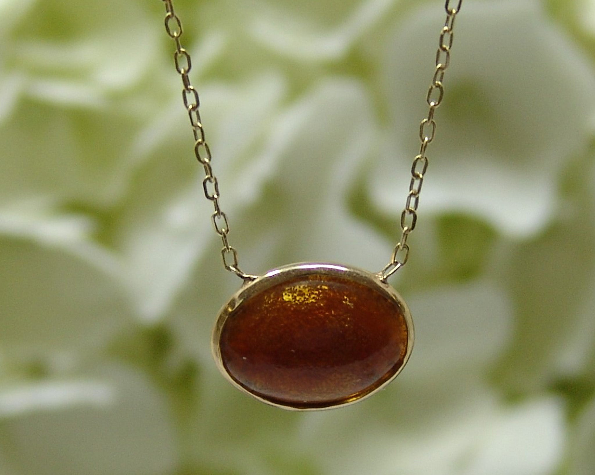 Oval Golden Coral Necklace